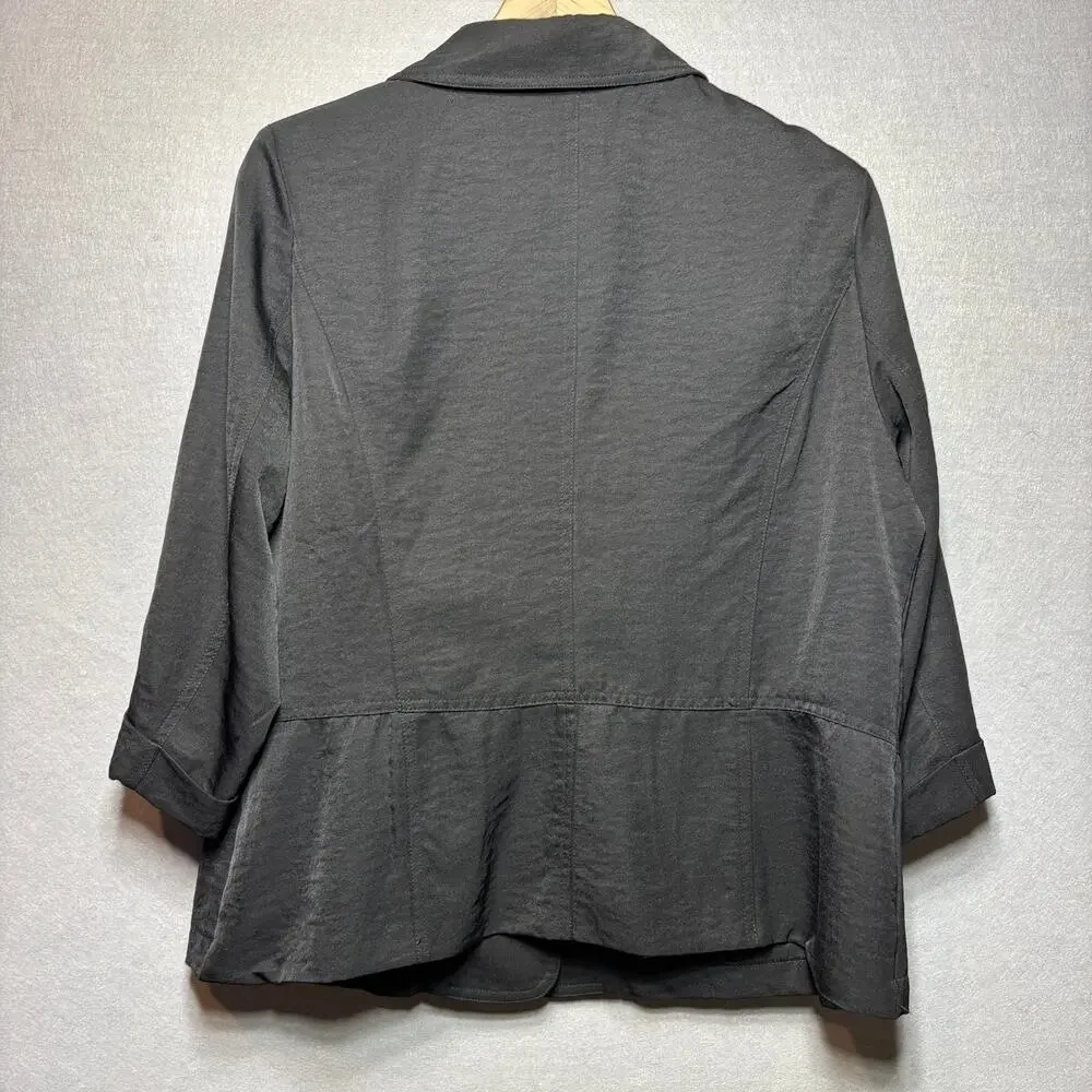 Christopher Banks Utility Jacket‎ 10 Black Versatile Minimalist Upscale Grunge